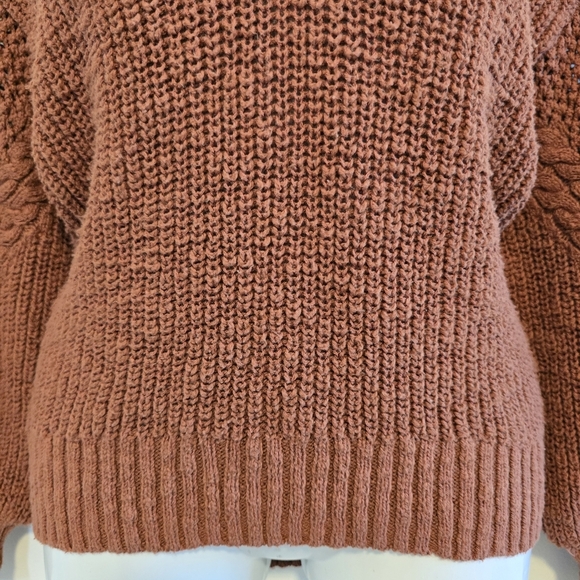 American Eagle - Rust V-Neck Hand Knit Oversized Sweater Cotton - Picture 5 of 15